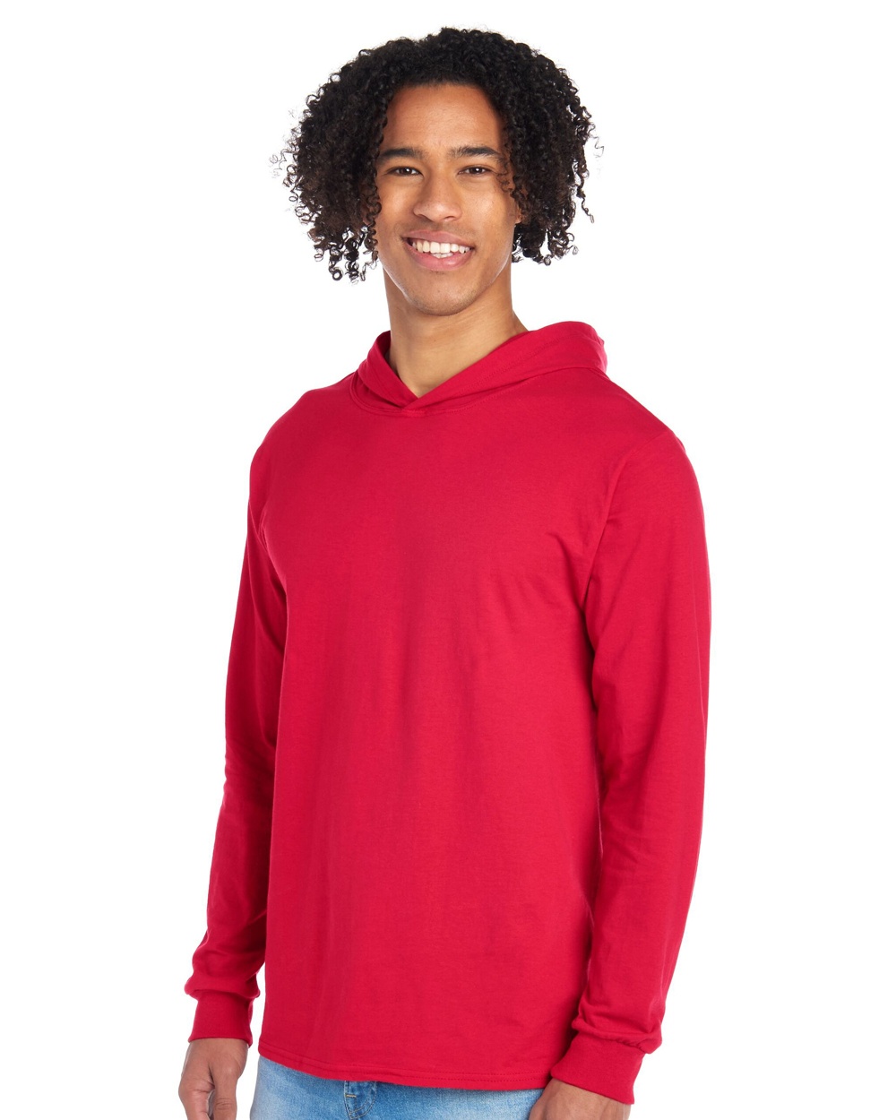 Fruit of The Loom 4930LSH - Men's HD Cotton Jersey Hooded T-Shirt True Red - L