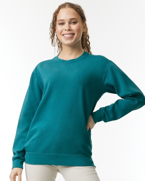 Brown Vintage Garment-Dyed Crew-Neck Sweatshirt for Women 3X