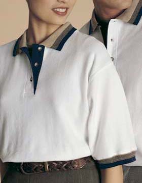 Enza® 04479 Ladies Herringbone Sport Shirt with Striped Birdseye Trim