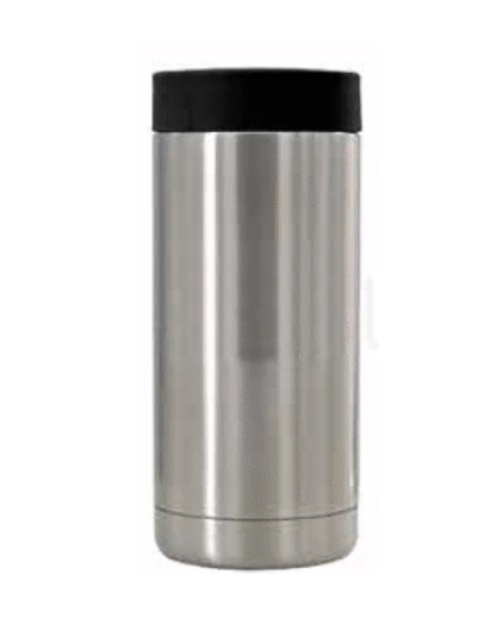 One Stop 238072 Stainless Steel 600ml Double Wall Can Cooler - Black/Silver