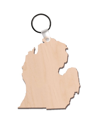 Unisub® 60115 Michigan State Natural Maple Wood Cut Out Key Chain