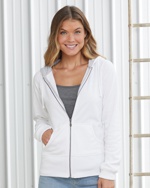 Enza® Ladies Full Zip Fleece with Striped Lined Hood