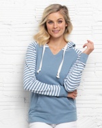 Enza® Ladies Stripe Chalk Fleece Pullover Hood
