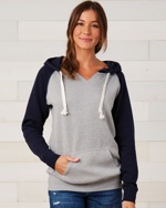 Enza® Ladies Garment Washed Chalk Fleece Colorblock Pullover Hood