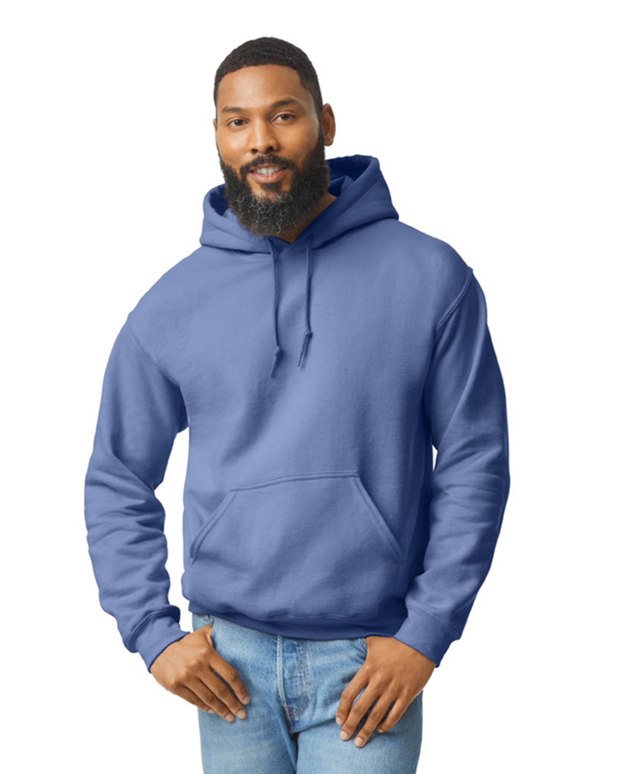 Sky Blue Heather Full Zip Hooded Tri-Blend Fleece Sweatshirt - Made in USA