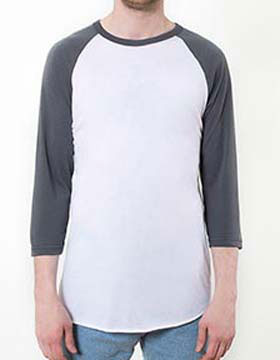 American Apparel® BB453 Unisex Poly-Cotton 3/4 Sleeve Raglan T-Shirt (USA)