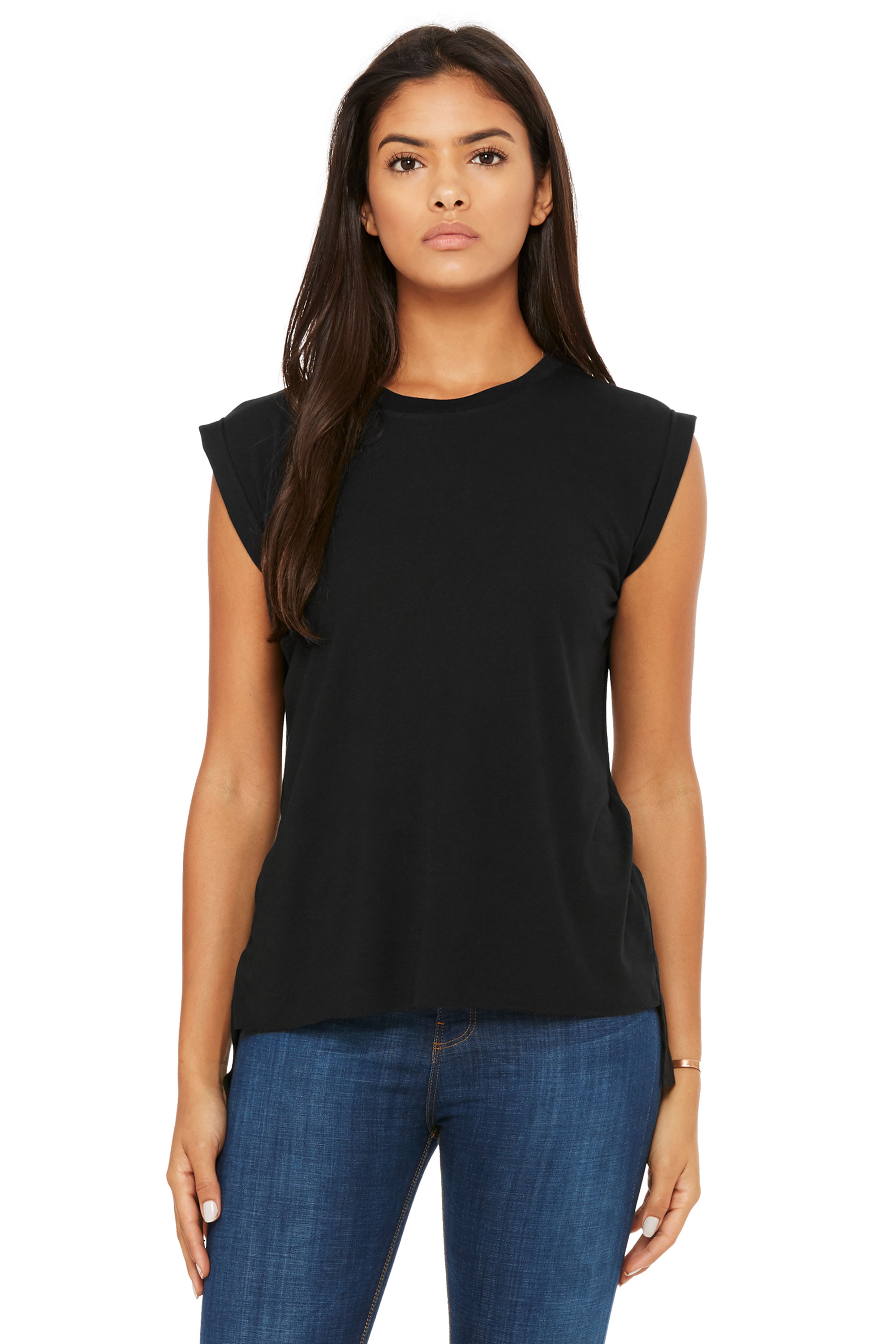BELLA+CANVAS® 8804 Women's Flowy Muscle Tee with Rolled Cuff