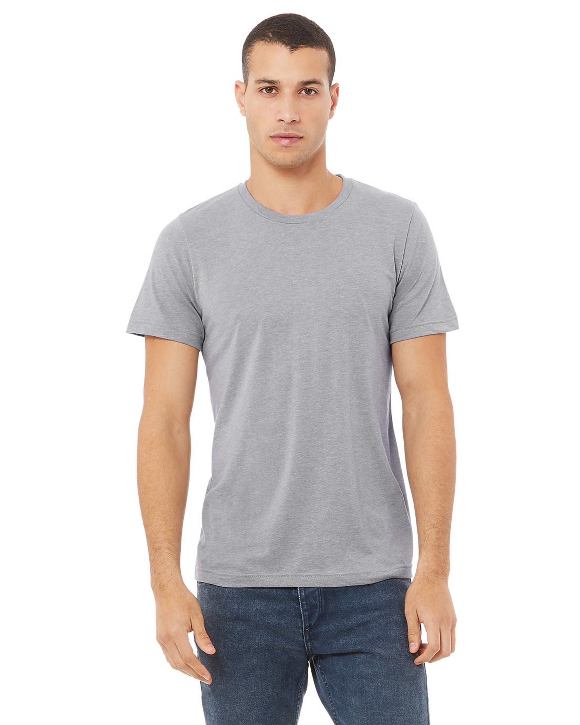 BELLA+CANVAS® 3413 Unisex Triblend Short Sleeve Tee, shown in Athletic Grey Triblend