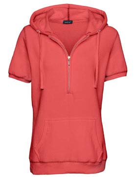Enza® 34679 Ladies Short Sleeve 3/4 Zip Fleece Hood