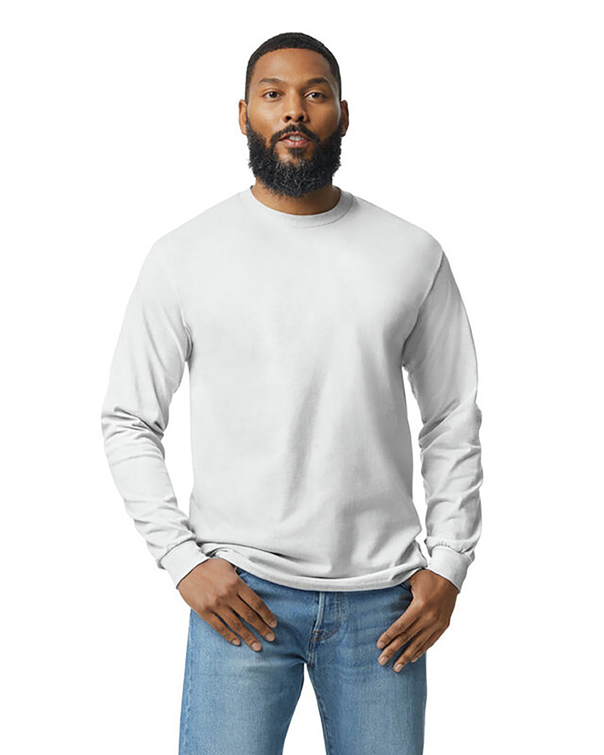 Gildan® 5400 Heavy Cotton™ Adult Long Sleeve T-Shirt, shown in Ash