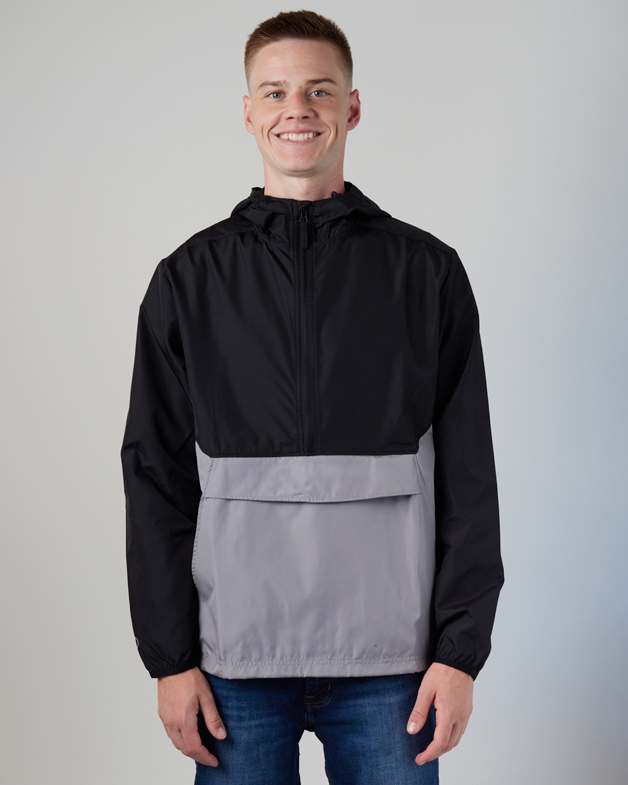 Holloway 229534 Pack Pullover, shown in Black/Athletic Grey